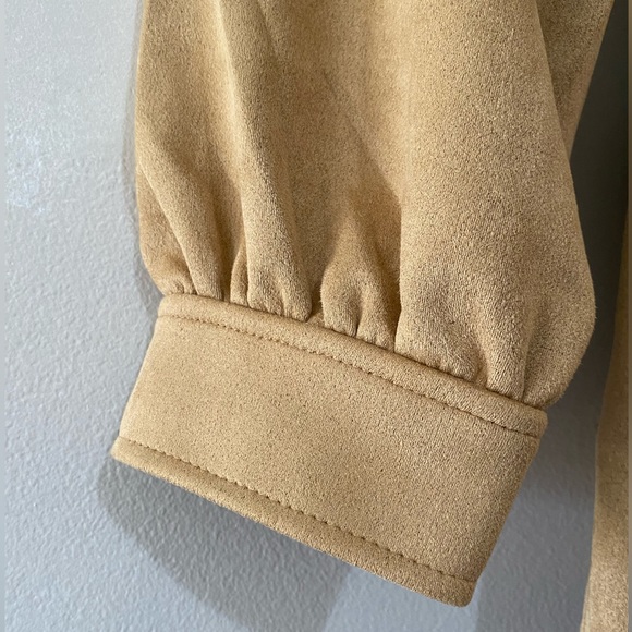 Laundry by Shelli Segal sz L Tan Faux Suede Jacket with Snap Closure Tie Waist - Picture 6 of 14